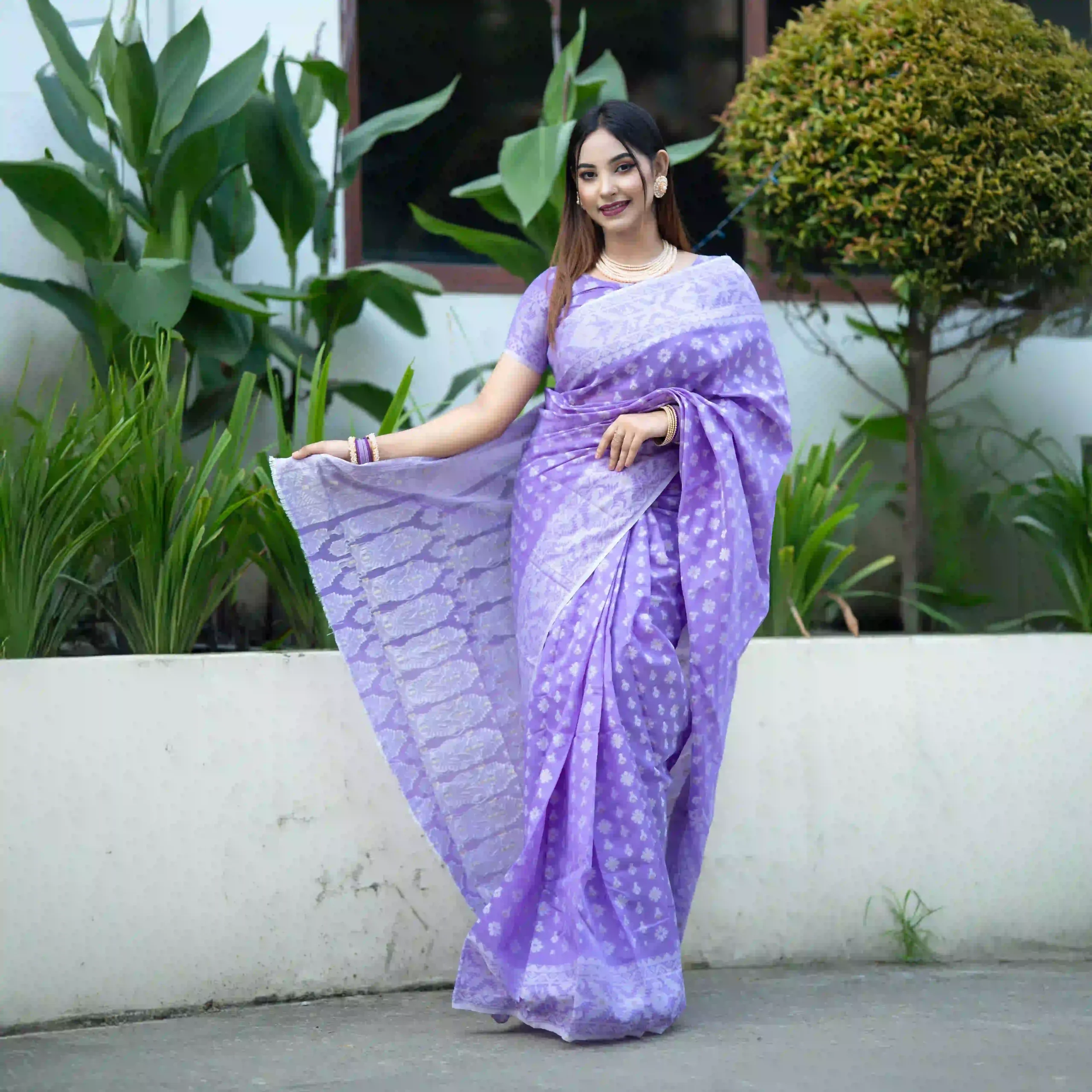 Half Silk with Blouse Pices | Saree - Image 3