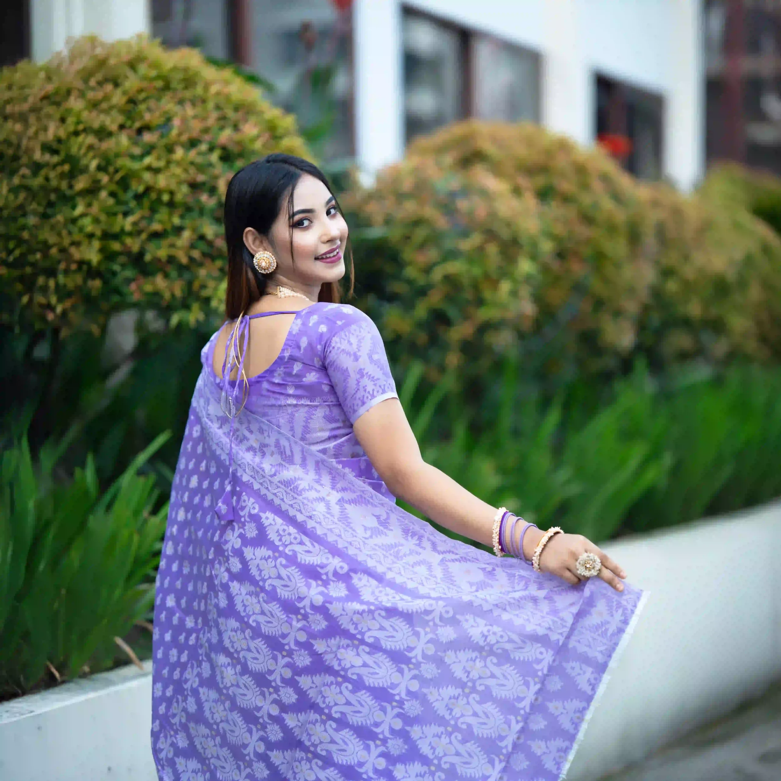 Half Silk with Blouse Pices | Saree - Image 4