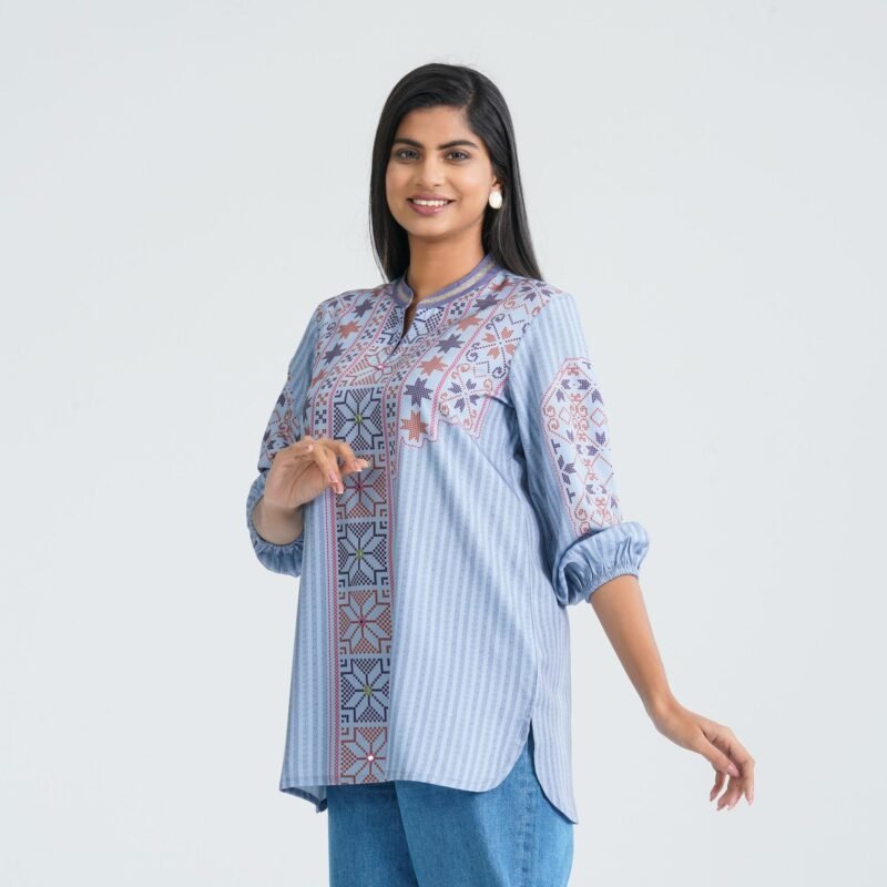 Women's Light Blue Silk Top