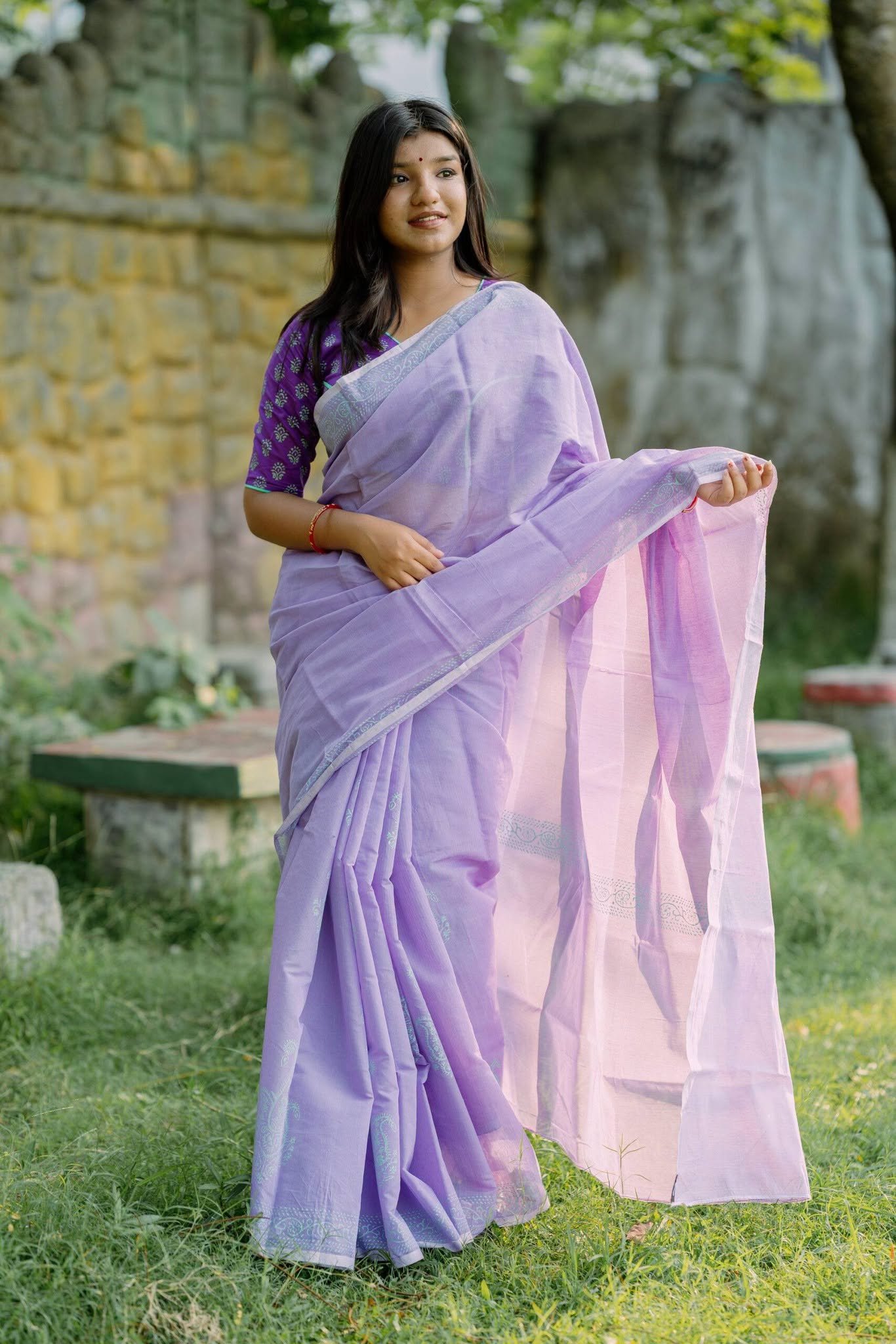 Upoma | Block Printed Sharee
