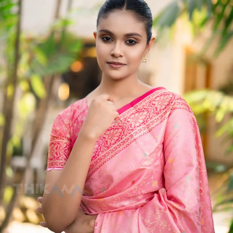 Charulata Blush Pink Saree | Half Silk